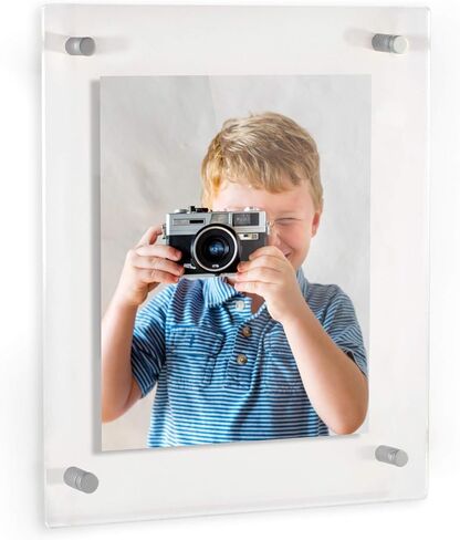 Arttoframes 8.5x14 مخصص الإطار العائم أكريليك مع الطباعة! تحميل صورتك الخاصة. أجهزة Mated Chrome Abflof Wall Mount ، Custom_acrylic-109-8.5x14-MuteChrome in Kuwait