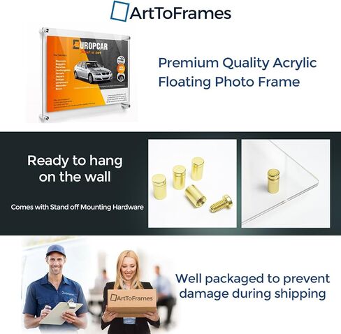Arttoframes 8.5x14 مخصص الإطار العائم أكريليك مع الطباعة! تحميل صورتك الخاصة. أجهزة Mated Chrome Abflof Wall Mount ، Custom_acrylic-109-8.5x14-MuteChrome in Kuwait