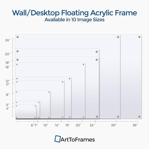 Arttoframes 8.5x14 مخصص الإطار العائم أكريليك مع الطباعة! تحميل صورتك الخاصة. أجهزة Mated Chrome Abflof Wall Mount ، Custom_acrylic-109-8.5x14-MuteChrome in Kuwait