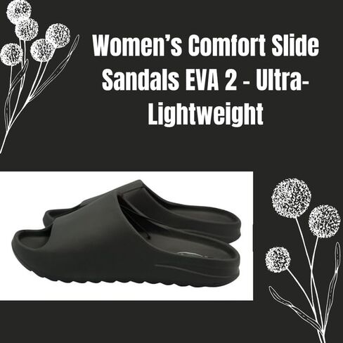 Women’s Comfort Slide Sandals EVA 2 – Lightweight Slip-On Slides for Women | Cushioned Ergonomic Footbed | Waterproof Quick Dry | Anti-Slip Shower Pool House Gym Slides | Indoor Outdoor Use in Saudi Arabia