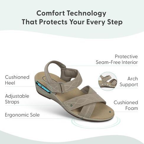 Orthofeet Women's Orthopedic Leather Holly Sandals in Kuwait