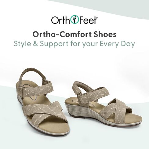 Orthofeet Women's Orthopedic Leather Holly Sandals in Kuwait