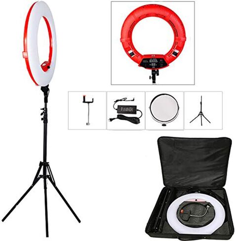 Yidoblo18 Dimmable Fluorescent Ring Light Kit: 96W 5500K Ring Light, Light Stand, Soft Tube, Filter and Bag for Photography YouTube Self Video Make-up (Red-FD-48II) in Saudi Arabia