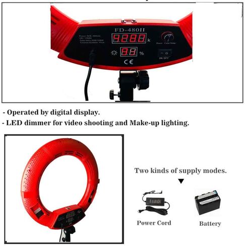 Yidoblo18 Dimmable Fluorescent Ring Light Kit: 96W 5500K Ring Light, Light Stand, Soft Tube, Filter and Bag for Photography YouTube Self Video Make-up (Red-FD-48II) in Saudi Arabia