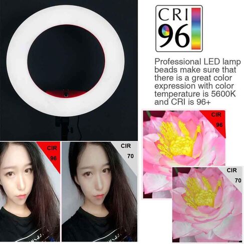 Yidoblo18 Dimmable Fluorescent Ring Light Kit: 96W 5500K Ring Light, Light Stand, Soft Tube, Filter and Bag for Photography YouTube Self Video Make-up (Red-FD-48II) in Saudi Arabia