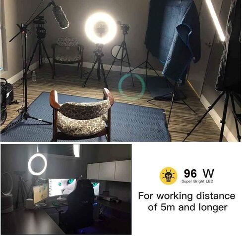 Yidoblo18 Dimmable Fluorescent Ring Light Kit: 96W 5500K Ring Light, Light Stand, Soft Tube, Filter and Bag for Photography YouTube Self Video Make-up (Red-FD-48II) in Saudi Arabia