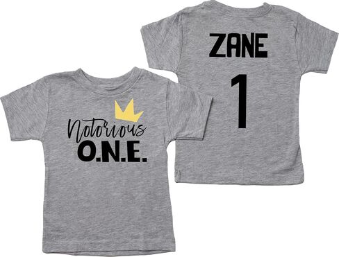 Notorious ONE First Birthday Personalized Short Sleeve T-Shirt for Infant and Toddler Boys with Hip Hop Theme (6-12mo, White) in Saudi Arabia
