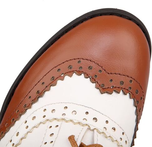 Womens Brogue Oxfords Chunky Block Heel Lace Up Pumps Vintage Dress Shoes in Saudi Arabia