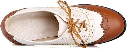 Womens Brogue Oxfords Chunky Block Heel Lace Up Pumps Vintage Dress Shoes in Saudi Arabia