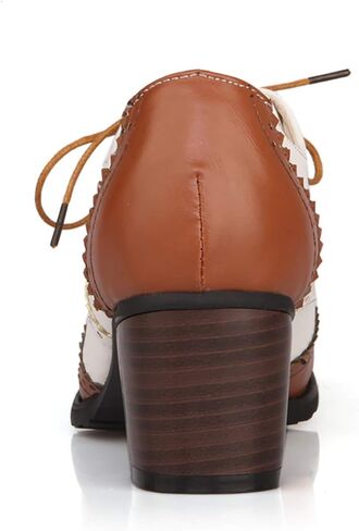 Womens Brogue Oxfords Chunky Block Heel Lace Up Pumps Vintage Dress Shoes in Saudi Arabia