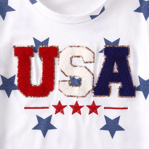 CM C&M WODRO Toddler Boys Girls 4th of July Shirt USA Embroidered Stars Graphic T-Shirt Short Sleeve Kids Patriotic Tee Tops in Kuwait