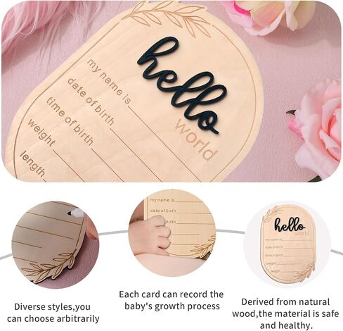 Baby Announcement Sign, 5.91x4.13 Inch Hello World Newborn Sign, Baby Announcement, Hello World Plaque, Newborn Name for Hospital, Ear of Wheat Personalized Name Plaque (Blue) in Kuwait