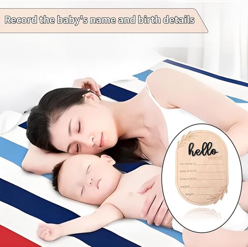 Baby Announcement Sign, 5.91x4.13 Inch Hello World Newborn Sign, Baby Announcement, Hello World Plaque, Newborn Name for Hospital, Ear of Wheat Personalized Name Plaque (Blue) in Kuwait