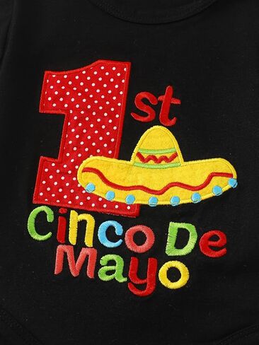 Newborn Baby Girl Cinco De Mayo Outfit Short Sleeve Embroidery Romper Flare Pant Headband 3Pcs Mexican Fiesta Clothes in Saudi Arabia