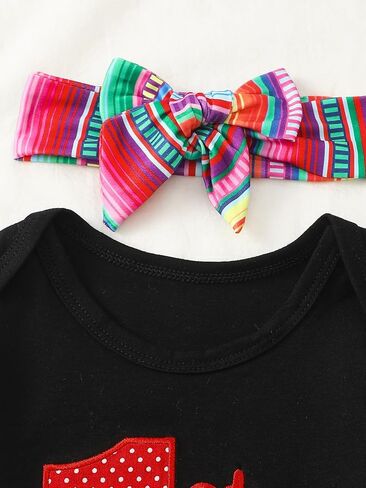 Newborn Baby Girl Cinco De Mayo Outfit Short Sleeve Embroidery Romper Flare Pant Headband 3Pcs Mexican Fiesta Clothes in Saudi Arabia