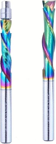 2 أجهزة كمبيوتر لأعلى أسفل ضغط مضغوط حلزوني موجه التوجيه ، 1/4 "شانك كاربايد CNC End Mill ، لأعلى ولأسفل قطع الموجه الحلزوني مع محمل أسفل لقطاعات طحن نقش الخشب نحت النحت in Saudi Arabia