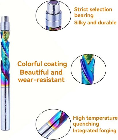 2 أجهزة كمبيوتر لأعلى أسفل ضغط مضغوط حلزوني موجه التوجيه ، 1/4 "شانك كاربايد CNC End Mill ، لأعلى ولأسفل قطع الموجه الحلزوني مع محمل أسفل لقطاعات طحن نقش الخشب نحت النحت in Saudi Arabia