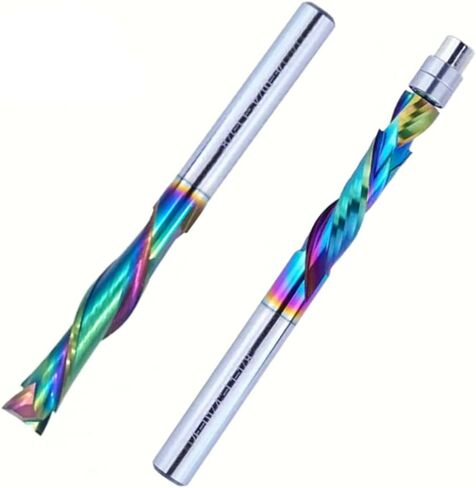 2 أجهزة كمبيوتر لأعلى أسفل ضغط مضغوط حلزوني موجه التوجيه ، 1/4 "شانك كاربايد CNC End Mill ، لأعلى ولأسفل قطع الموجه الحلزوني مع محمل أسفل لقطاعات طحن نقش الخشب نحت النحت in Saudi Arabia