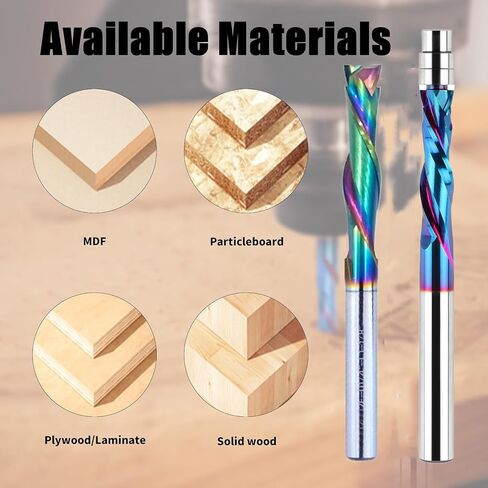 2 أجهزة كمبيوتر لأعلى أسفل ضغط مضغوط حلزوني موجه التوجيه ، 1/4 "شانك كاربايد CNC End Mill ، لأعلى ولأسفل قطع الموجه الحلزوني مع محمل أسفل لقطاعات طحن نقش الخشب نحت النحت in Saudi Arabia