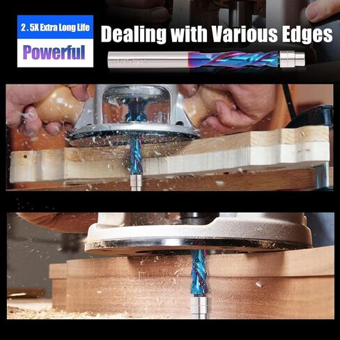 2 أجهزة كمبيوتر لأعلى أسفل ضغط مضغوط حلزوني موجه التوجيه ، 1/4 "شانك كاربايد CNC End Mill ، لأعلى ولأسفل قطع الموجه الحلزوني مع محمل أسفل لقطاعات طحن نقش الخشب نحت النحت in Saudi Arabia