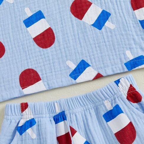 Toddler Baby 4th of July Outfit Cotton Linen Memorial Tank Tops Pants Little Boy Girl Fourth of July 2pc Set in Saudi Arabia