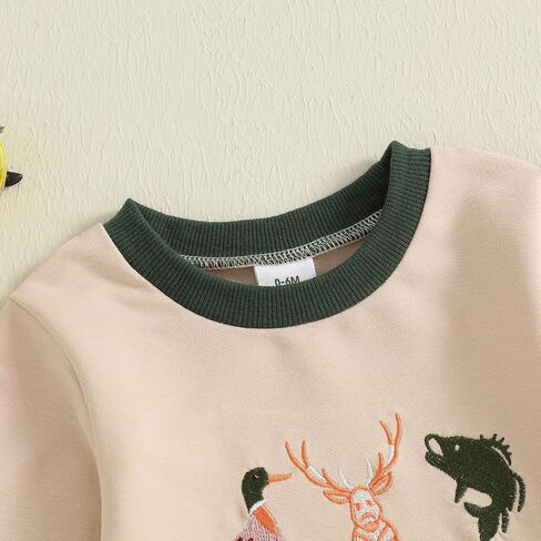 Toddler Baby Boy Fall Winter Clothes Retro Embroidery Duck Hunting Sweatshirt Pullover Camo Pants Outfits in Saudi Arabia