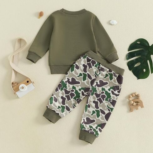 Toddler Baby Boy Fall Winter Clothes Retro Embroidery Duck Hunting Sweatshirt Pullover Camo Pants Outfits in Saudi Arabia