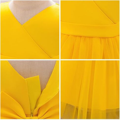 OBEEII Infant Baby Girls Wedding Flower Girl Dress Sleeveless Satin Tutu Dress Bowknot V Back Pageant Birthday Formal Dress in Saudi Arabia