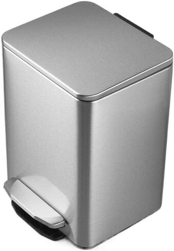 15L/21L سلة المهملات التي تعمل بالفولاذ المقاوم للصدأ للمطبخ والمطعم والحمام وتصميم دواسة هادئ وامتصاص الرائحة والفضة/الأسود (الفضة) in Kuwait