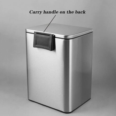 15L/21L سلة المهملات التي تعمل بالفولاذ المقاوم للصدأ للمطبخ والمطعم والحمام وتصميم دواسة هادئ وامتصاص الرائحة والفضة/الأسود (الفضة) in Kuwait