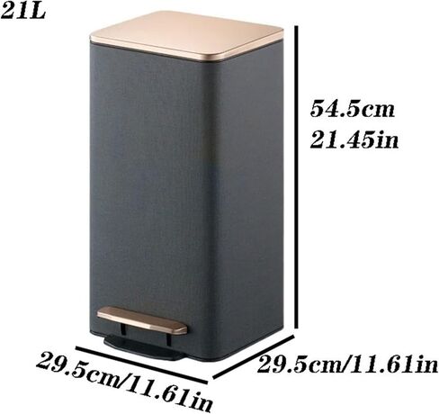 12L/15L/21L سلة المهملات التي تعمل بالفولاذ المقاوم للصدأ مع الغطاء ، حاوية نفايات المطبخ كبيرة السعة ، وتخزين القمامة المغلفة بالجلد للمنزل والمكاتب (Beige ، 15L) in Kuwait