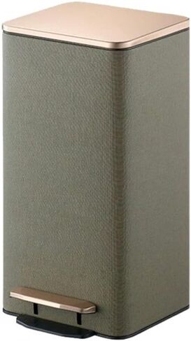 12L/15L/21L سلة المهملات التي تعمل بالفولاذ المقاوم للصدأ مع الغطاء ، حاوية نفايات المطبخ كبيرة السعة ، وتخزين القمامة المغلفة بالجلد للمنزل والمكاتب (Beige ، 15L) in Kuwait