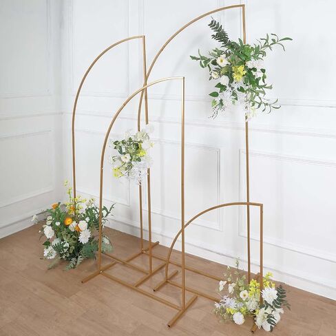 Tableclothsfactory Set of 4 | Gold Metal Wedding Arch Chiara Backdrop Stand, Half Moon Floral Frame Arbor Display - 2.5ft,5ft,6ft,6.5ft in Kuwait