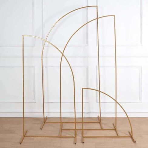 Tableclothsfactory Set of 4 | Gold Metal Wedding Arch Chiara Backdrop Stand, Half Moon Floral Frame Arbor Display - 2.5ft,5ft,6ft,6.5ft in Kuwait
