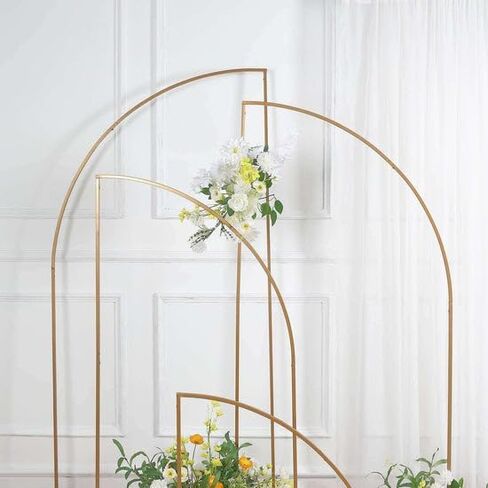 Tableclothsfactory Set of 4 | Gold Metal Wedding Arch Chiara Backdrop Stand, Half Moon Floral Frame Arbor Display - 2.5ft,5ft,6ft,6.5ft in Kuwait
