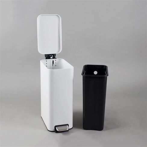 الفولاذ المقاوم للصدأ مصنوعة من الفولاذ المقاوم للصدأ ، سلة النفايات التي تديرها 8 لتر مع غطاء ، حمام مُصنّف الحمام ومطبخ ، رمادي (أسود) in Kuwait