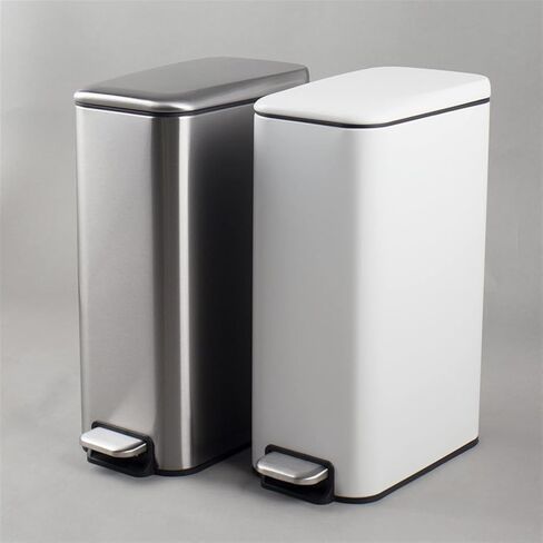 الفولاذ المقاوم للصدأ مصنوعة من الفولاذ المقاوم للصدأ ، سلة النفايات التي تديرها 8 لتر مع غطاء ، حمام مُصنّف الحمام ومطبخ ، رمادي (أسود) in Kuwait