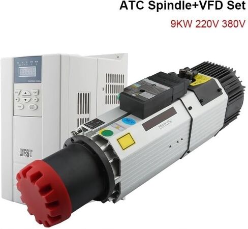 Spindle 9.0kw Air-Cooled Spindle Motor 380V/220V Automatic Tool Changer+VFD Converter Kit for CNC Router Milling Machine Tools(9kw 220v with fuling) in Saudi Arabia