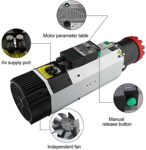 Spindle 9.0kw Air-Cooled Spindle Motor 380V/220V Automatic Tool Changer+VFD Converter Kit for CNC Router Milling Machine Tools(9kw 220v with fuling) in Saudi Arabia