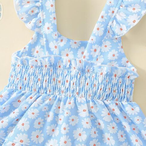 Toddler Baby Girl Dress Summer Clothes Little Girls Ruffle Sleeveless Dresses Kids Beach Sundress with Hat in Saudi Arabia