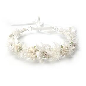 Toddler Flower Crown with Baby's Breath 1st Birthday Photo Prop Headpiece Baby Girls Floral Hair Wreath Rustic Wedding Headband for Toddler(40cm length)