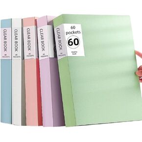 A4 Binder with 60-Pocket Plastic Sleeves, Clear Sheet Protectors for Artwork Display & Document Storage, 5-Pack