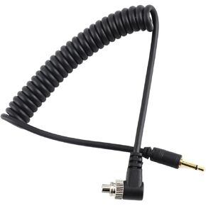 2.5mm to Male Flash PC Sync Cable Cord with Screw Lock Extended Coiled Wire