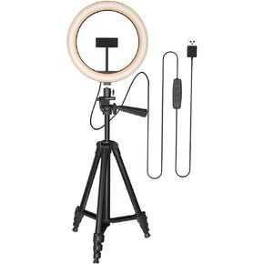 Led Light Kit with Tripod Stand Dimmable for Makeup 3 Modes 10 Brightness Live Stream Makeup Video Broadcast(D)