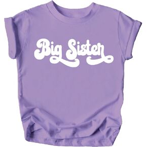 Olive Loves Apple Retro Big Sister Sibling Reveal Announcement Shirt for Baby and Toddler Girls Sibling Outfits