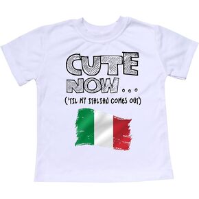 Toddler Italy T-Shirt 'Til My Italian Comes Out Kids Shirt Top in White 2T-8T