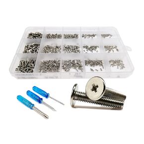Wshao store 500/750pcs M1.2 M1.4 M1.6 M2 M3 Mini Micro Thin Wafer Flat Head Screw Bolt for Laptop Phone Glasses Set Assortment Kit (Color : Set E 750pcs Silver)