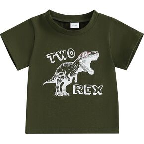 2nd 3rd Birthday Boy Shirt Toddler Boy Summer T-Shirt Dinosaur Letter Print Short Sleeve Round Neck Birthday Tops