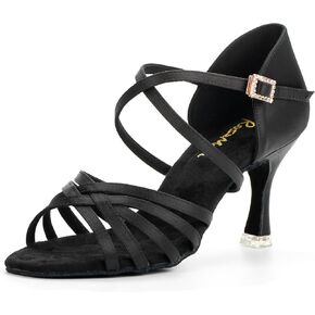 RoseMoli 3" Ballroom Dance Shoes Women Salsa Latin Dance Shoes for Woman Satin Professional Practice Performance for Dancing Heels