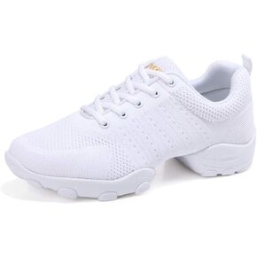Men's Lace-up Dance Sneakers -Breathable Synthetic mesh -Split Sole Athletic Walking Jazz Dance Shoes Platform
